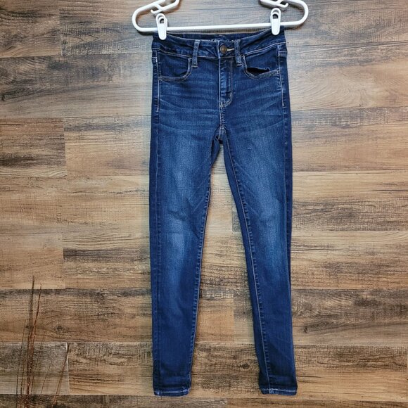 American Eagle Jeans 2 R Low Rise Jegging Next Level Stretch Medium Dark Wash - Picture 1 of 12